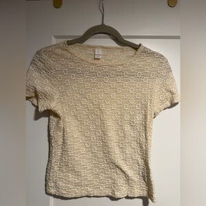 Old Navy Textured Short Sleeve Top - Cream